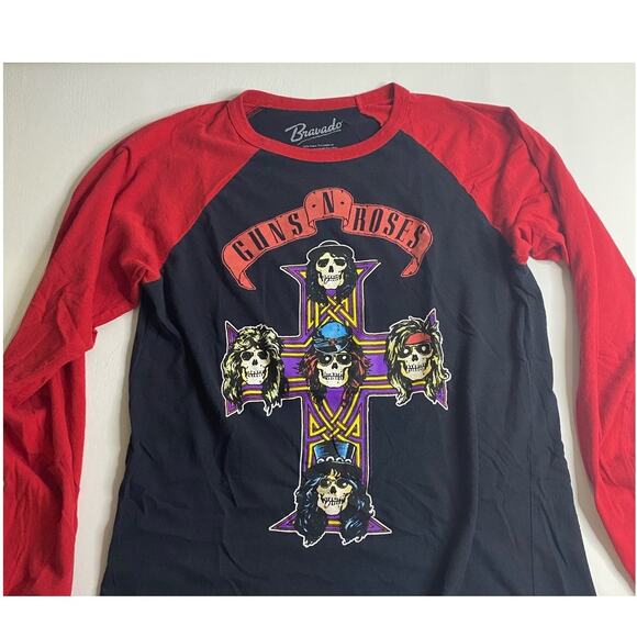 Women's Guns and Roses Baseball Long Sleeve T-Shirt Bravado Size M - Picture 1 of 4